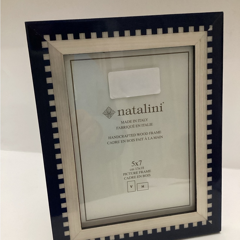 Natalini Dark Blue Picture Frame Fits 5" x 7" Photo Overall 6-1/2" x 8-1/2" - Picture 2 of 4